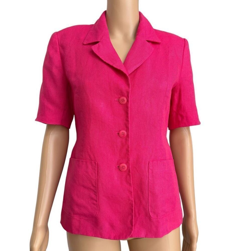 Talbots Pink 100% IrishโLinen Short Sleeve Blazer Jacket Size 6 Petites